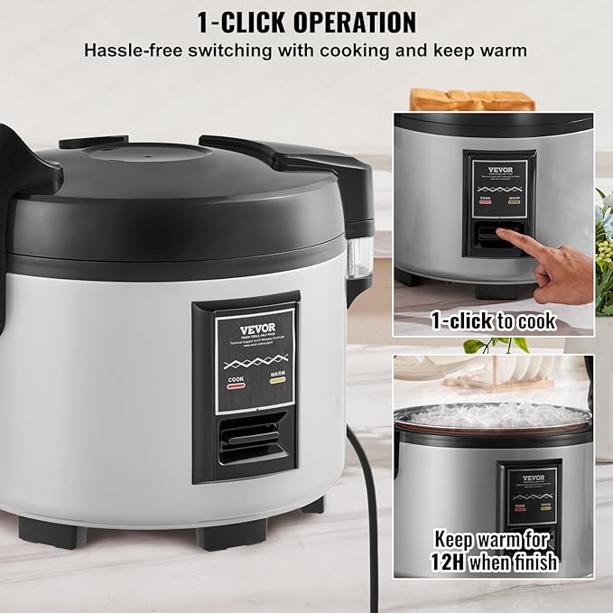 VEVOR Commercial Rice Cooker, 60-Cup Rice Cooker, 13.74 Qt / 13 Liter Large - Image 6
