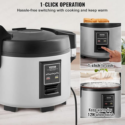 VEVOR Commercial Rice Cooker, 60-Cup Rice Cooker, 13.74 Qt / 13 Liter Large - Image 6