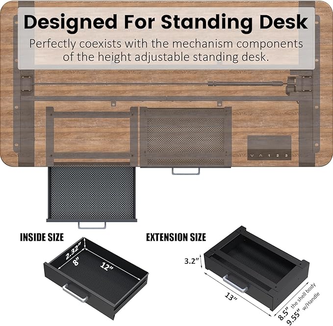 UNITEDPOWER Under Desk Drawer Storage, Pull-Out Office Hidden Counter Drawer - Image 2