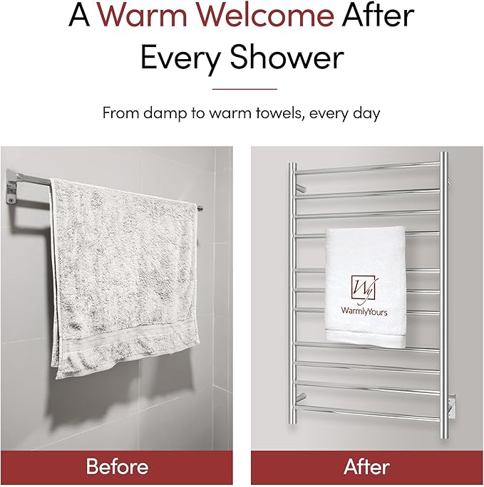 WarmlyYours Malta Heated Towel Rack, 11-Bar Electric Towel Warmer, Hardwired - Image 6