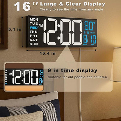 TrophyRak 16" Large Digital Wall Mount Clock, Count Down Timer, Big LED - Image 2