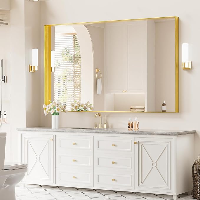Koonmi 36x60 Inch Metal Framed Bathroom Mirror by KOONMI