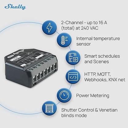 Shelly 2PM Gen4 | Wi-Fi, Zigbee & Matter 2-Channel Smart Relay Switch - Image 5