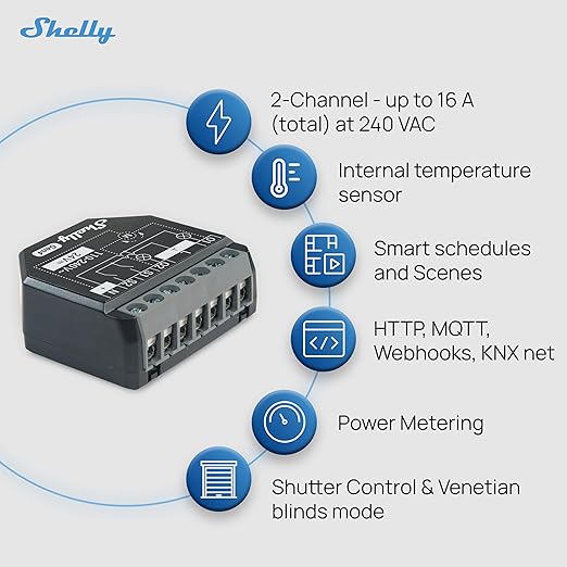 Shelly 2PM Gen4 | Wi-Fi, Zigbee & Matter 2-Channel Smart Relay Switch - Image 5