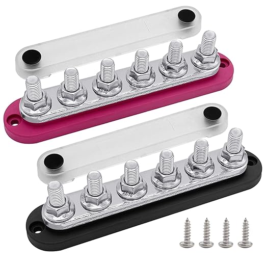 6 x M10 Studs Power Distribution Block Bus Bar 12V, Ampper 7" HD 300A Marine by Ampper