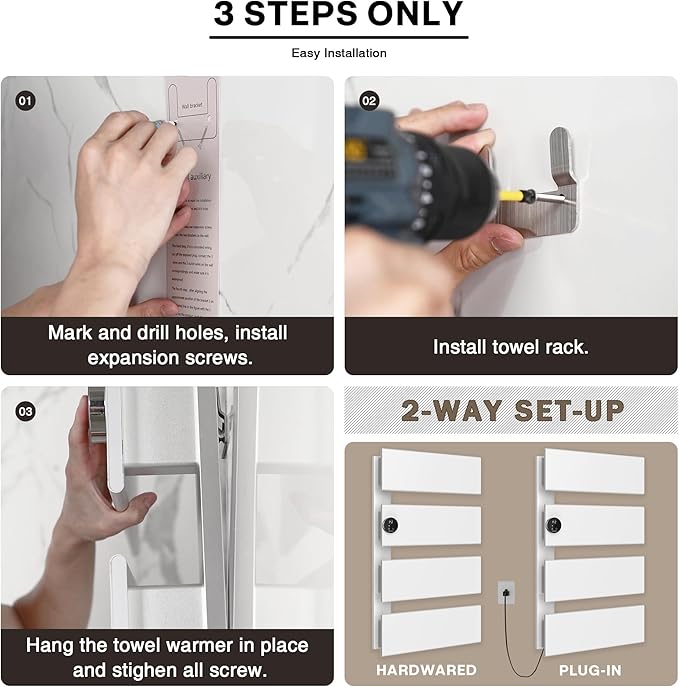 K&KALONZO Electric Towel Warmer, 18.35" W x 31" H Wall-Mounted Towel Heater - Image 6