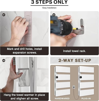 K&KALONZO Electric Towel Warmer, 18.35" W x 31" H Wall-Mounted Towel Heater - Image 6