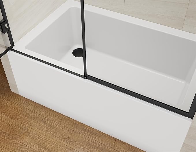 Pivot Swing Bathtub Door, Adjustable Width 60" W x 59" H Semi-Frameless Shower - Image 8