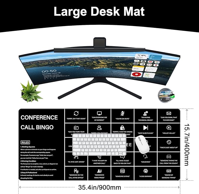 Baziabbo Office Desk Mat, Conference Call Bingo Mouse Pad - Image 2