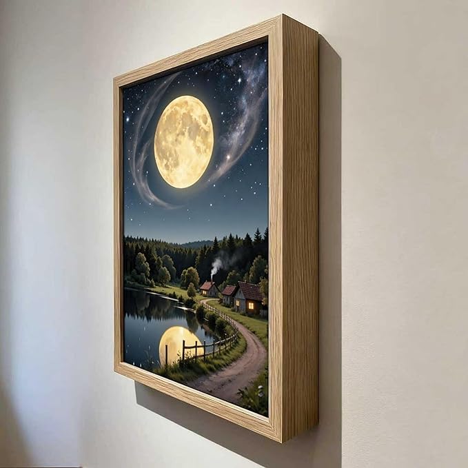 URVIP LED Glowing Photo Frame, 3D Starry-Sky Blue Moon Wall Art, 9x12 Inches - Image 4