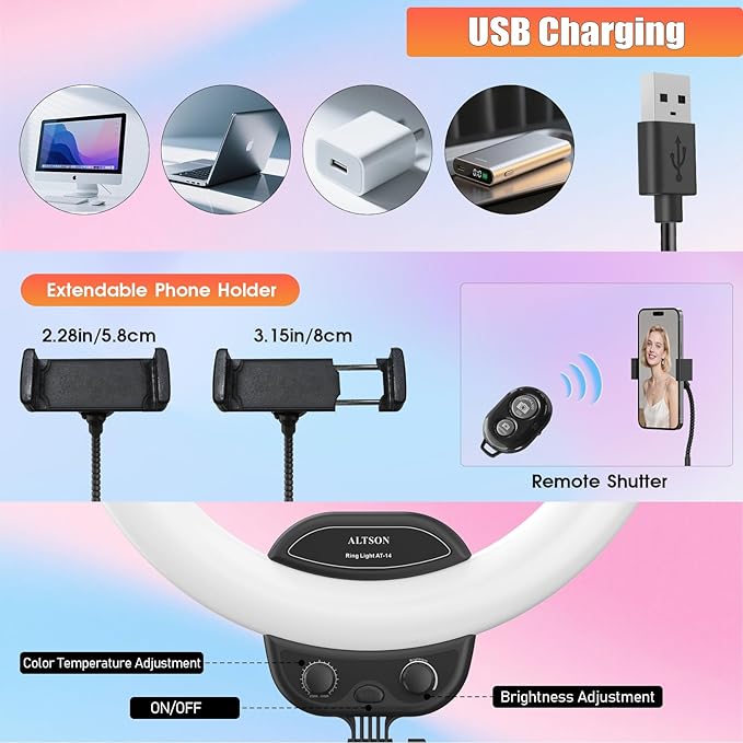 ALTSON 14'' Selfie Ring Light - Image 6