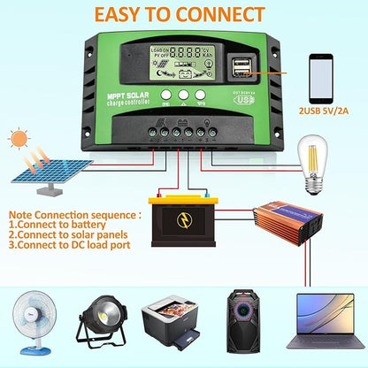100A MPPT Solar Charge Controller 12v/24v Current Auto Focus MPPT Tracking - Image 5
