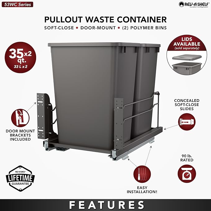 Rev-A-Shelf Double Pullout Trash Cans - Image 3