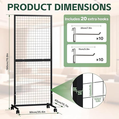 Maeklon 3 Pack Grid Wall Panel Rack, 3x6 Ft Metal Gridwall Display Stand - Image 2
