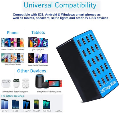 MaxLax USB Charging Station, 20-Port 100W/20A Multi-USB Charger Station - Image 2