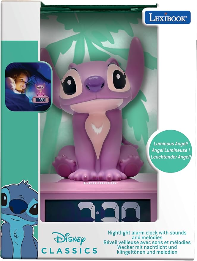 LEXiBOOK, Disney Stitch, Angel Night Light Alarm Clock, Sounds and Melodies - Image 5