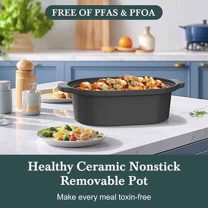 MAGNIFIQUE 6 Quart Programmable Slow Cooker Removable Healthy Nonstick Pot - Image 6