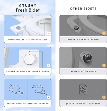TUSHY Fresh Cool Water Bidet: Ultra Slim Toilet Seat Attachment Easy DIY - Image 3