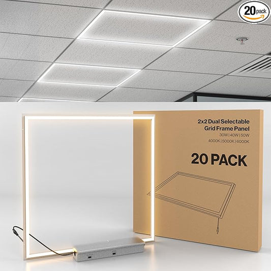 Sunco 20 Pack 2x2 Edge-Lit Frame LED Panel Lights, Drop Ceiling Flat Light by SuncoLighting