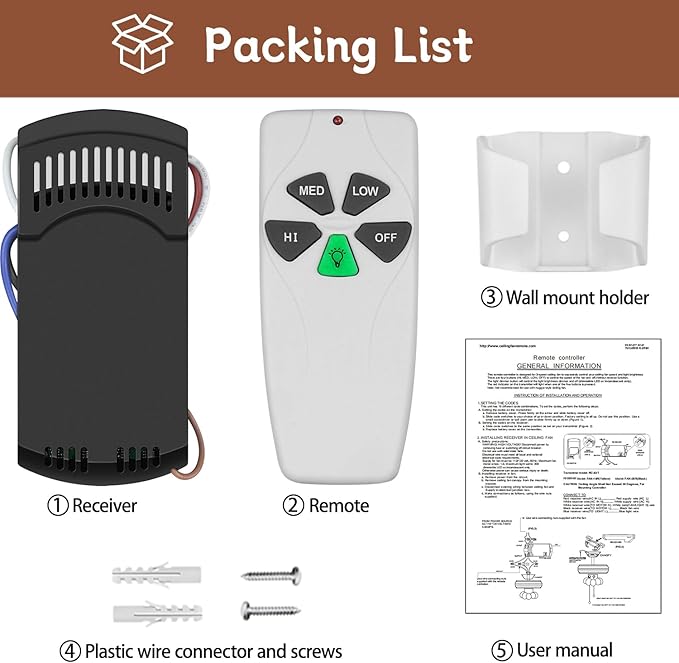 Universal Ceiling Fan Remote Control Kit, Replacement - Image 7