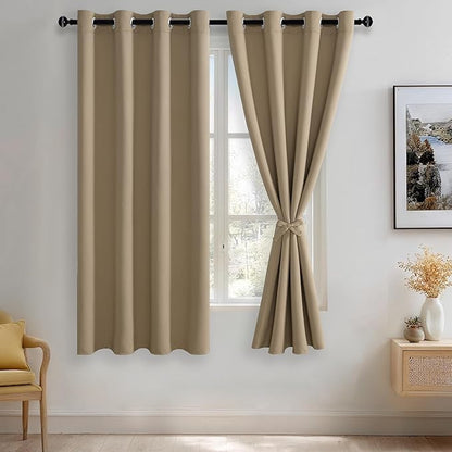 JIUZHEN Blackout Curtains with Tiebacks by JIUZHEN