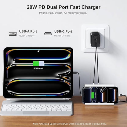 3 Pack Type C Charger, Dual Port USB C Wall Plug 20W PD & QC3.0 USB A Fast - Image 2