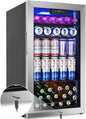 Beverage Refrigerator Cooler, 128 Cans Mini Fridge Glass Door by Velieta-SpecialistinFridge