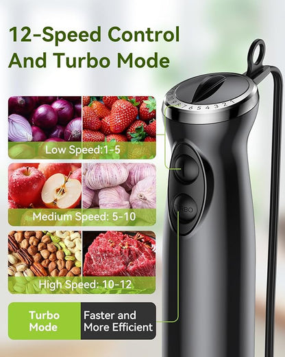Immersion Blender Handheld Hand Blender, 1000W 5 in 1 Hand Mixer Stick - Image 4