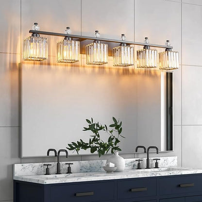 FDPBY Vanity Lights 6-Light Modern Crystal Vanity Light Sand Black Bathroom - Image 6
