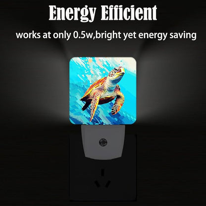 FSHVQKD Watercolor Wild Turtle Night Light, Plug Into Wall - Image 4