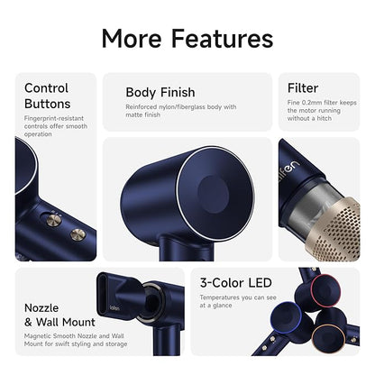 Laifen Premium High-Speed Hair Dryer Royal Blue Gift Box, Professional Ionic - Image 7