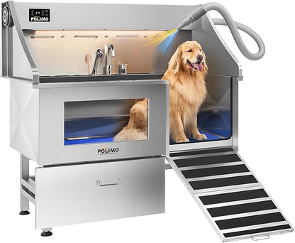 POLIMO Dog Wash Station with Pet Dryer & LED, Professional Dog Bathing Station by BathTimeMadeEasy