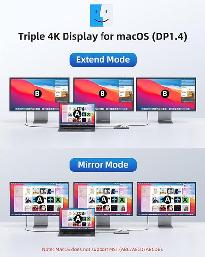 Laptop Docking Station 4 Monitors, Dual HDMI+8K DP+VGA, 100W PD, 6 USB C/A Ports - Image 4