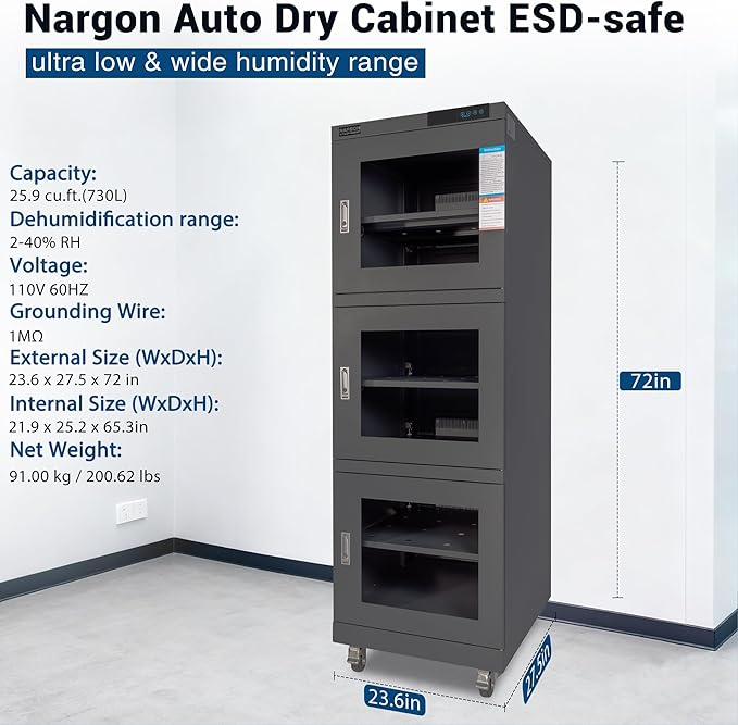 NARGON 2-40% RH 730L Electronic Dry Cabinet, ESD Desiccator Cabinet - Image 2