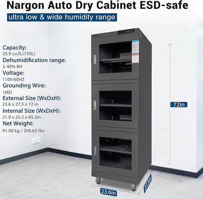 NARGON 2-40% RH 730L Electronic Dry Cabinet, ESD Desiccator Cabinet - Image 2