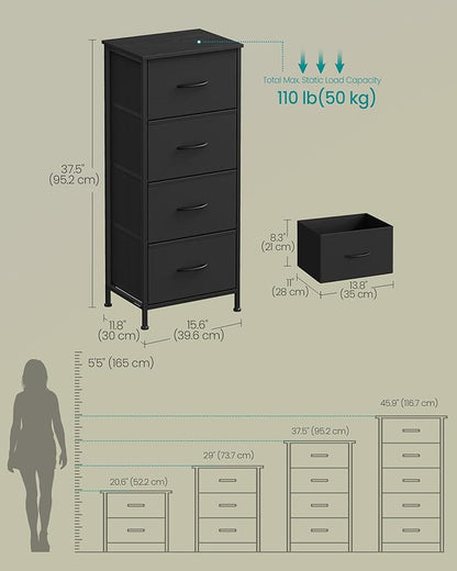 SONGMICS Dresser for Bedroom, Chest of Drawers, 4 Non-Woven Fabric Drawers - Image 2