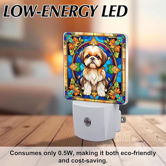 PODMemory Shih Tzu Stained Glass Night Lights Plug into Wall - Image 6