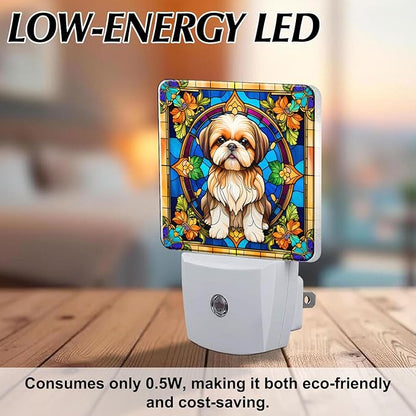 PODMemory Shih Tzu Stained Glass Night Lights Plug into Wall - Image 6