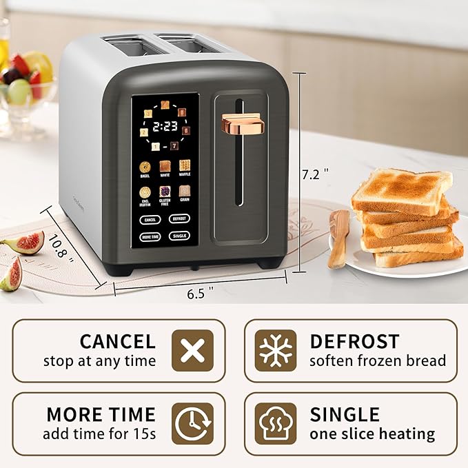 SEEDEEM Toaster 2 Slice, Real Touch Screen - Image 3