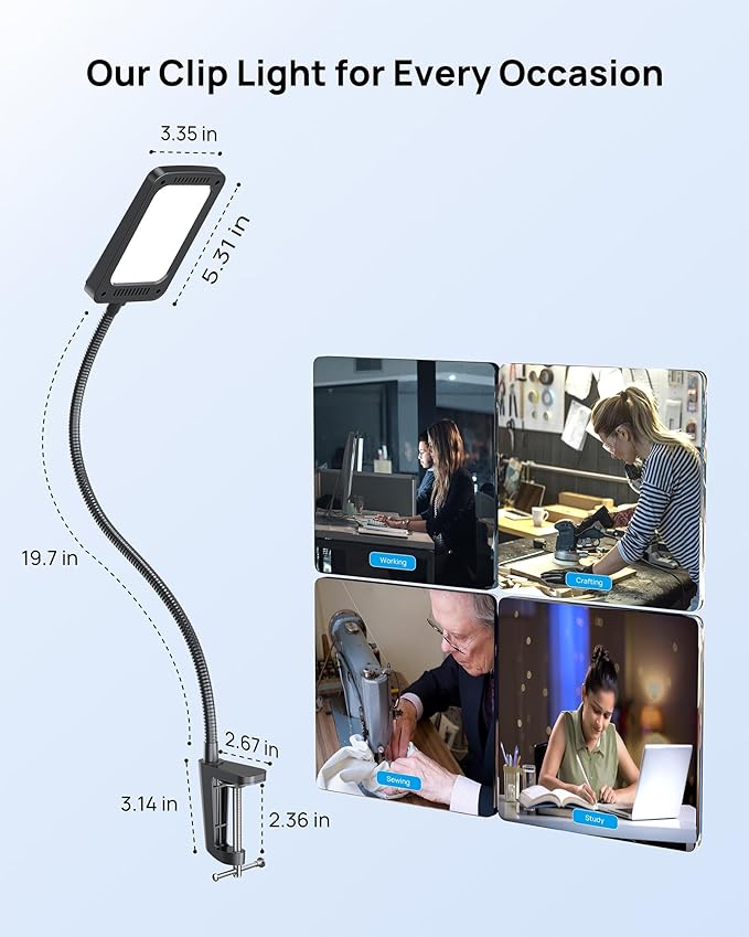 TROND LED Desk Lamp with Clamp, 1000LM Super Bright 3-Level Dimmable Desk Light - Image 5
