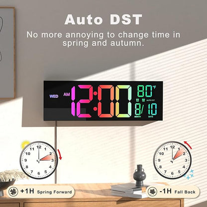JALL 13" Large Digital Wall Mount Clock, Count Down Timer, Big LED, 8 RGB Color - Image 5