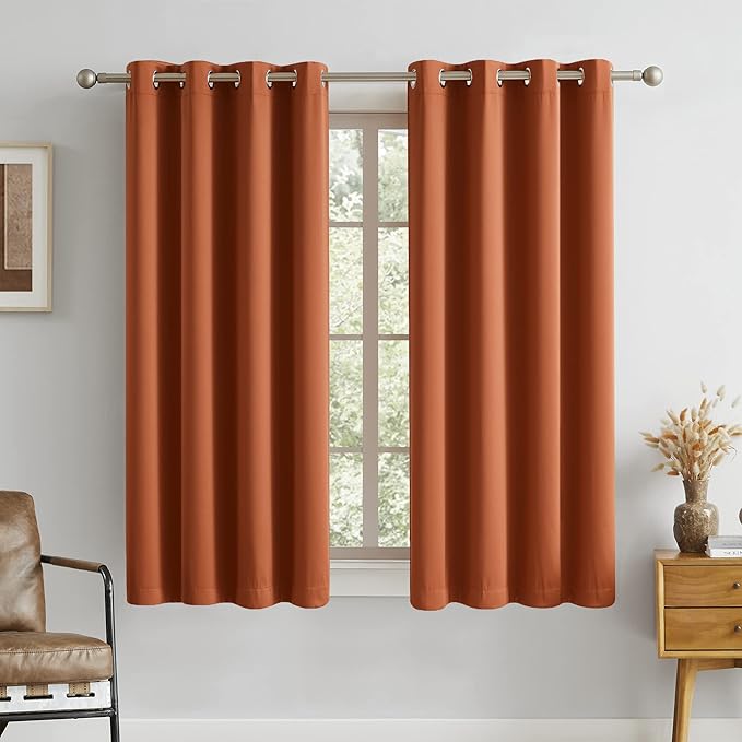DUALIFE Terracotta Curtains-Rust Blackout Curtains by DUALIFE