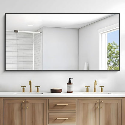 Black Bathroom Mirror for Wall, 72x36 Inch Rectangle Mirrors - Image 2