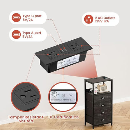 Nightstand with Charging Station & Voice Control Night Light, Night Stand with - Image 4