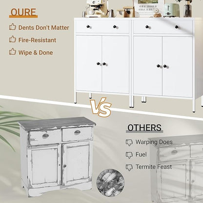 Metal Storage Cabinet with Drawer and Adjustable Shelf, 35.4" H Coffee Bar - Image 5