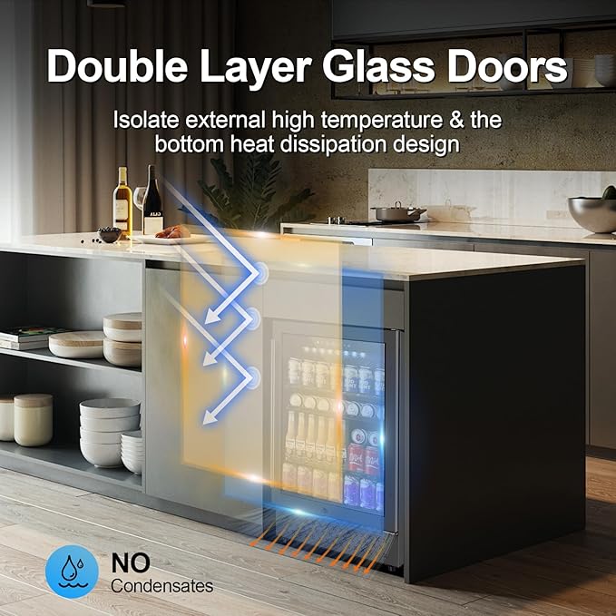 24 Inch Beverage Refrigerator, 5.2 Cu. Ft. Drink Refrigerator - Image 5