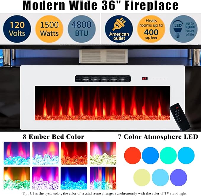 AMERLIFE Fireplace TV Stand - Image 2
