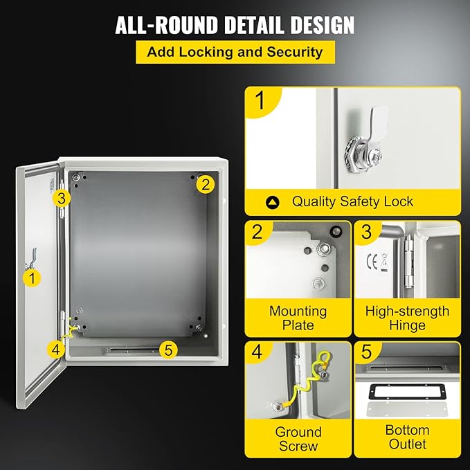 VEVOR NEMA Steel Enclosure, IP66 Waterproof & Dustproof, Outdoor/Indoor - Image 5