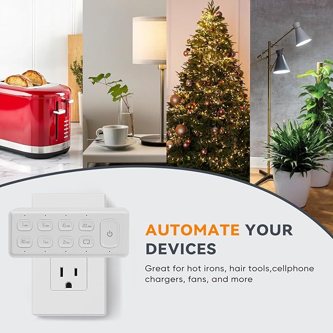 TOPELER Countdown Timer Dual Outlet, Programmable Electrical Timers Outlets - Image 8
