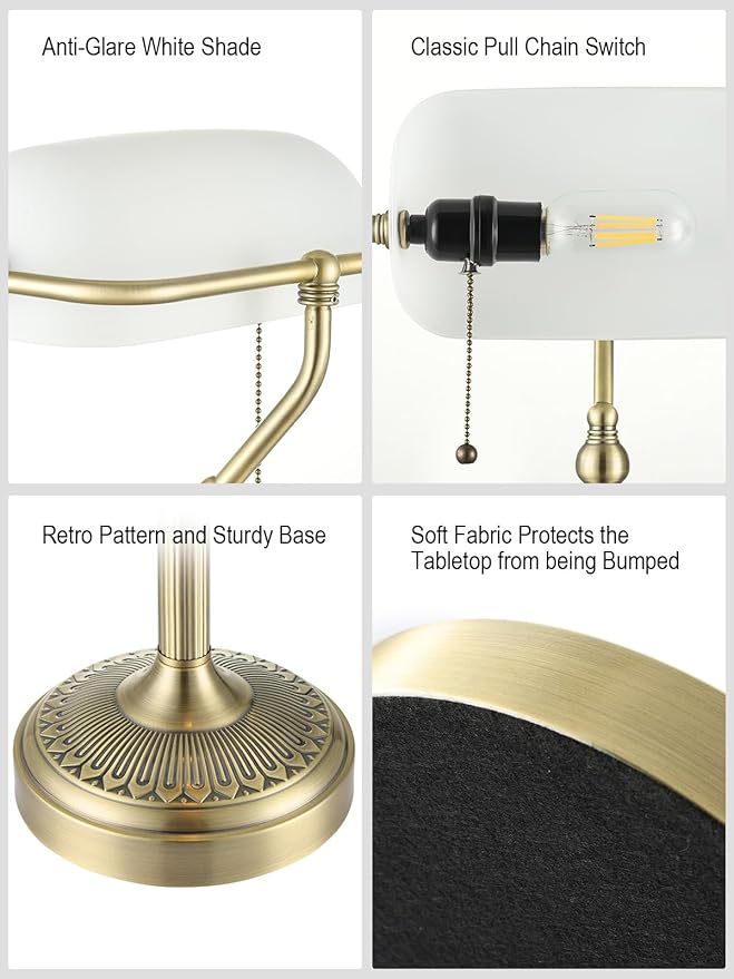 Newrays Traditional Glass Bankers Desk Lamp - Image 6